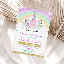Magisches Rainbow Unicorn Party Geburtstag Einladung