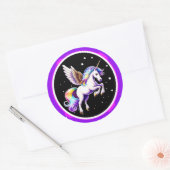 Magisches Rainbow Unicorn Runder Aufkleber (Umschlag)