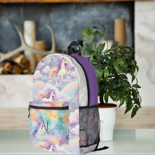 Magisches Regenbogen-Einhorn   Monogramm Bedruckter Rucksack
