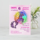 Magisches Regenbogen Einhorn Niedlich Girly Party Einladung (Stehend Vorderseite)