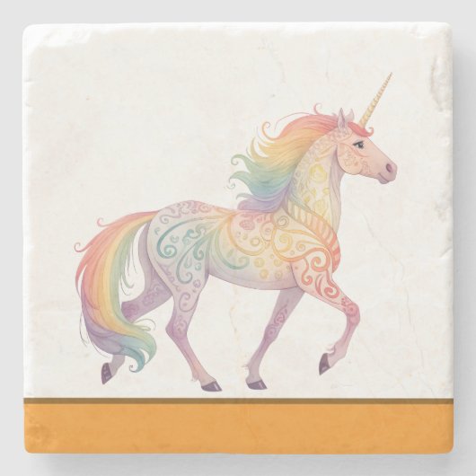 Magisches Regenbogen-Einhorn Personalisiert Steinuntersetzer (Vorderseite)