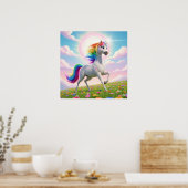 Magisches Regenbogen-Einhorn Poster (Küche)