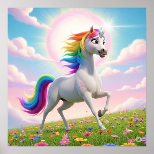 Magisches Regenbogen-Einhorn Poster (Vorne)
