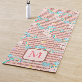 Magisches Regenbogen Einhorn Rosa Glitzer Monogram Yogamatte