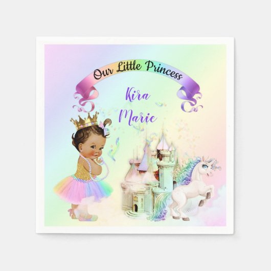 Magisches Regenbogen Prinzessin Burg Unicorn Serviette (Vorderseite)