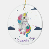 Magisches Regenbogeneinhorn, Wolken, Sterne Keramik Ornament (Links)