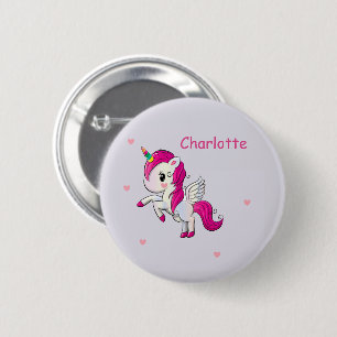 Magisches Regenbogenhorn Einhorn mit individuellem Button
