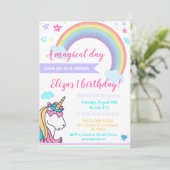 Magisches Regenbogenunicorn-Gesichts-niedlicher Einladung (Stehend Vorderseite)
