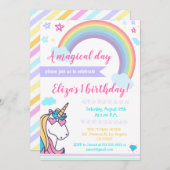Magisches Regenbogenunicorn-Gesichts-niedlicher Einladung (Vorne/Hinten)
