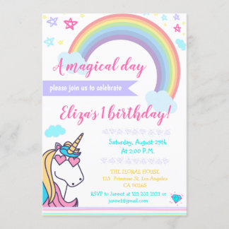 Magisches Regenbogenunicorn-Gesichts-niedlicher Einladung