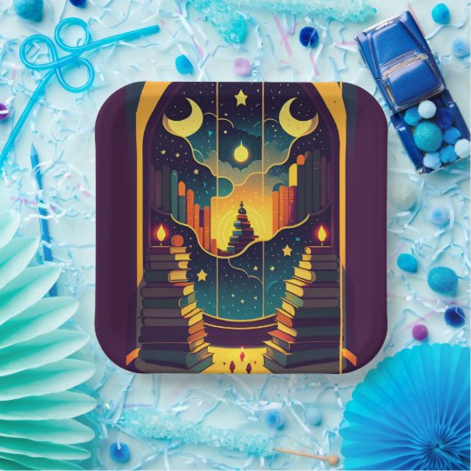 Magisches Reich der Bücher 2 Pappteller (Party)