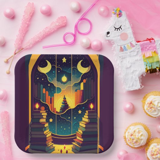 Magisches Reich der Bücher 2 Pappteller (Party)