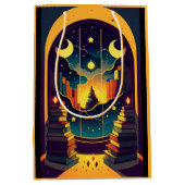 Magisches Reich der Bücher gelb Mittlere Geschenktüte (Vorderseite)