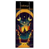 Magisches Reich der Bücher schwarz Geschenktüte Für Weinflaschen (Vorderseite)