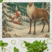 Magisches Rentier-Wintermondlicht Geschirrtuch (Gefaltet)