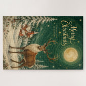 Magisches Rentier-Wintermondlicht Puzzle (Horizontal)