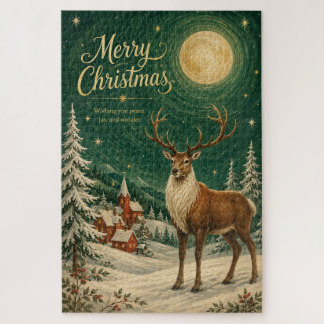 Magisches Rentier-Wintermondlicht Puzzle