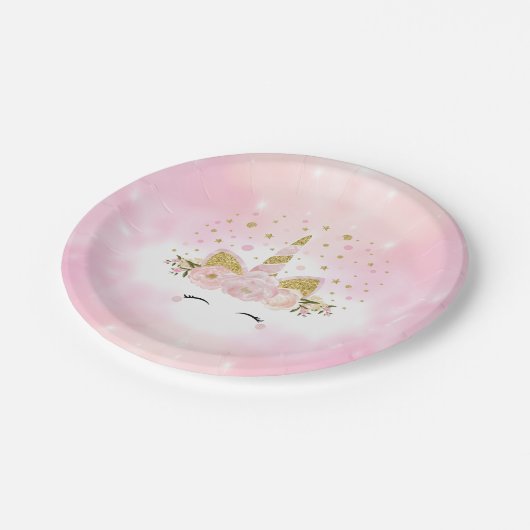 Magisches Rosa bewölkt Pappteller (Schrägansicht)