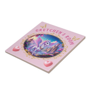Magisches rosa Drachen Mädchenzimmer Fliese