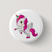 Magisches Rosa Einhorn Button (Vorderseite)
