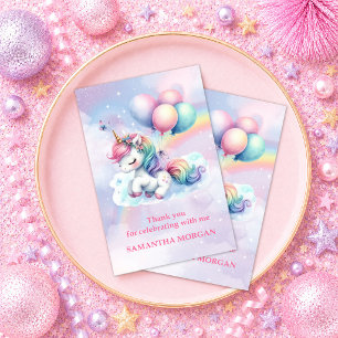 Magisches rosa Einhorn Mädchen Geburtstags Dankesk Dankeskarte