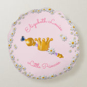 Magisches rosa Einhorn Princess Crown Kinderzimmer Rundes Kissen (Rückseite)