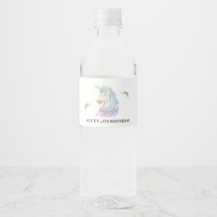Magisches Rosa Einhorn Regenbogen Kinder Geburtsta Wasserflaschenetikett