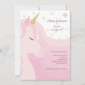 Magisches Rosa Gold Einhorn 2. Geburtstag Einladung (Vorderseite)