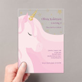 Magisches Rosa Gold Einhorn Geburtstag Acryleinladungen (Insitu (Handheld))