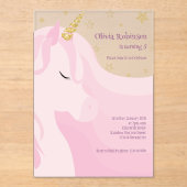 Magisches Rosa Gold Einhorn Geburtstag Acryleinladungen (Vorderseite)