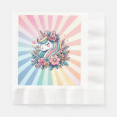 Magisches Rosa und Gold Einhorn und Blume Serviette (Vorderseite)