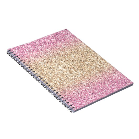 Magisches Rosa und Gold Glitzer Ombre Notizblock (Rechte Seite)