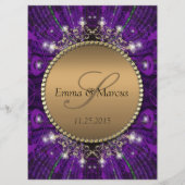 Magisches Schein-Gold+Lila Hochzeits-großes Menükarte (Rückseite)