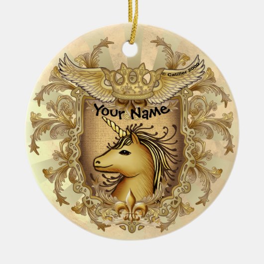 Magisches Schild Einhorn Keramik Ornament (Vorne)