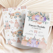 Magisches Schloss Moderne Rosa Prinzessin Geburtst Einladung