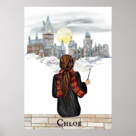 Magisches Schlossassistent Portrait, Wizards Print Poster