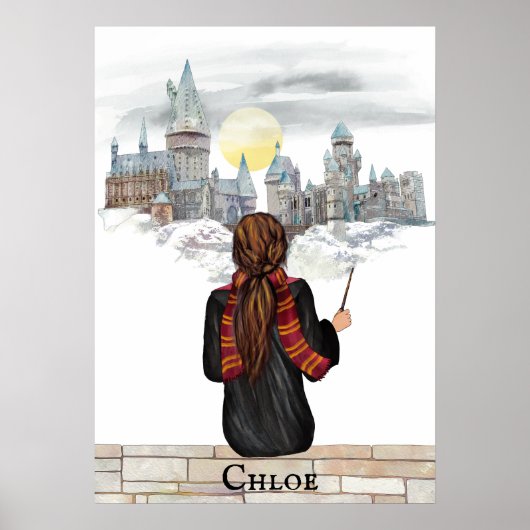 Magisches Schlossassistent Portrait, Wizards Print Poster (Vorne)