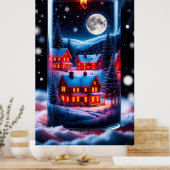 Magisches Schnee-Kerzen-Dorf Poster (Küche)