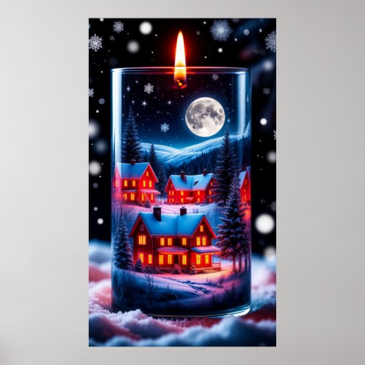 Magisches Schnee-Kerzen-Dorf Poster (Vorne)
