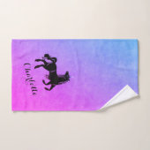 Magisches Schwarzes Einhorn Lila Personalisiert Badhandtuch Set (Handtuch)