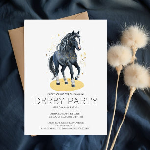 Magisches Schwarzes Pferd Gold Glitter Kentucky De Einladung