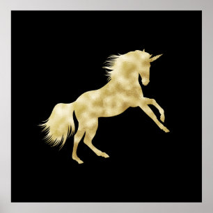 MAGISCHES SCHWARZES UND GOLDENES EINHORN  POSTER