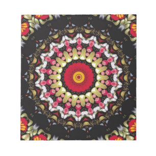 Magisches schwarzes und rotes Mandala Notizblock