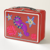 Magisches Seepferd Muschel Beach Tropical Metall Brotdose (Vorderseite)