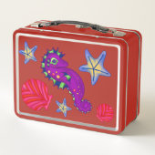 Magisches Seepferd Muschel Beach Tropical Metall Brotdose (Rückseite)