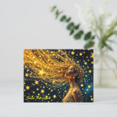 Magisches Sternenportrait von Goldfantasy-Frau Postkarte (Stehend Vorderseite)
