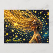Magisches Sternenportrait von Goldfantasy-Frau Postkarte (Vorderseite)