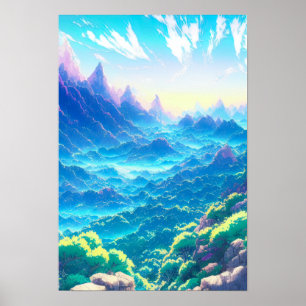 Magisches Tal, Blue Misty Wonderland Poster