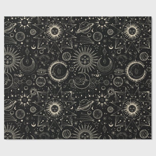 Magisches Tarot Astrologie boho Celestie Geschenkpapier (Flach)