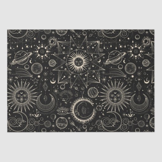 Magisches Tarot Astrologie boho Celestie Seidenpapier (Vorderseite)